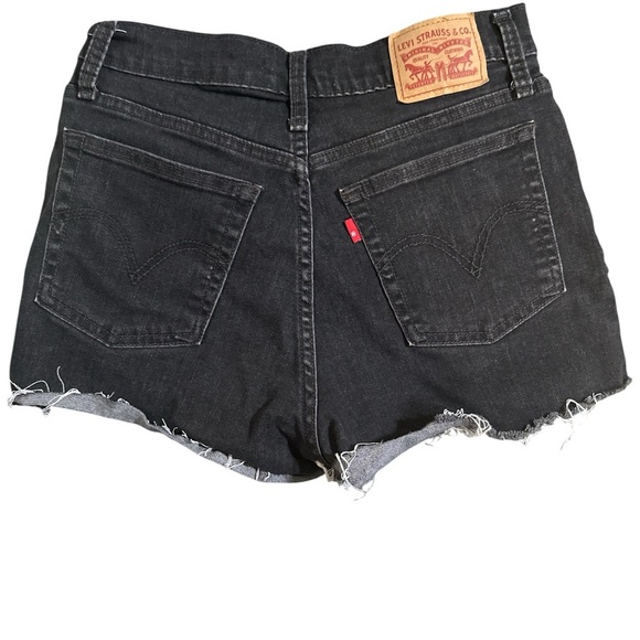 Levi's 501 Original Fit High-Waisted Black Jean Shorts Distressed - Picture 8 of 12